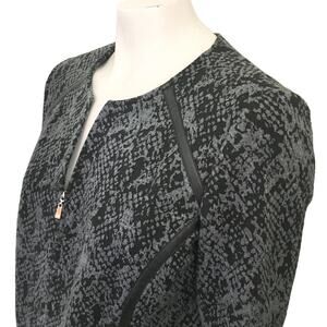 JM COLLECTION Reptile Print Full Zip Faux Leather Trim Blazer Suit Jacket SZ 10